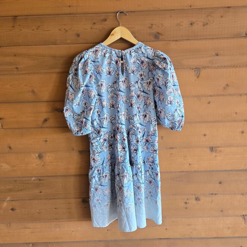 St. Roche Dress Floral Ciel Mini Organic Cotton Puff Sleeve Ombre 4 Cottagecore - Picture 3 of 7